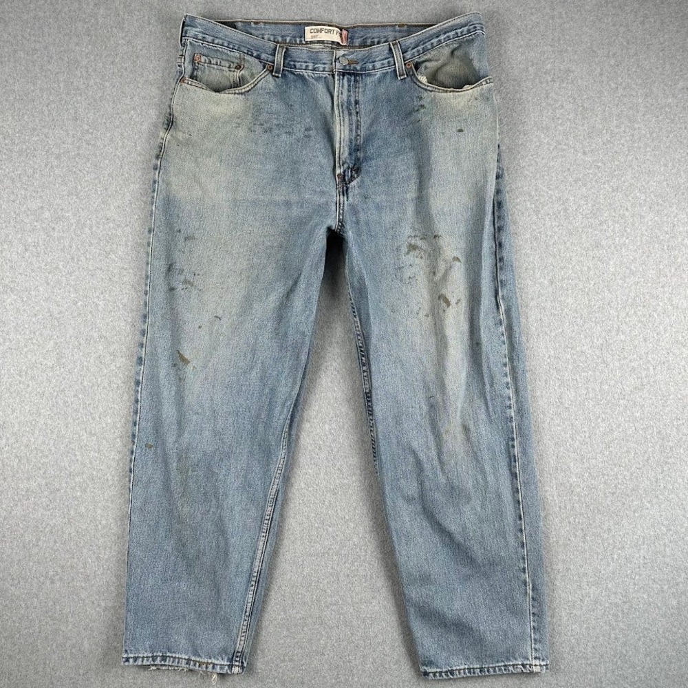 Vintage Levi 560 Comfort Y2K Mens Light Wash Denim Jeans 40x30 Distressed Rodeo